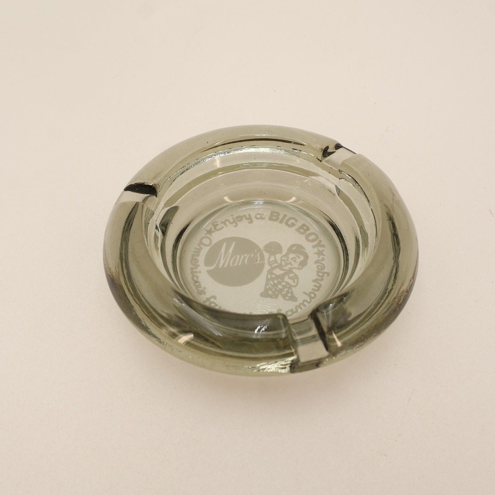 Vintage Marc's Big Boy Smoked Glass Ashtray Americas Favorite Hamburger Retro